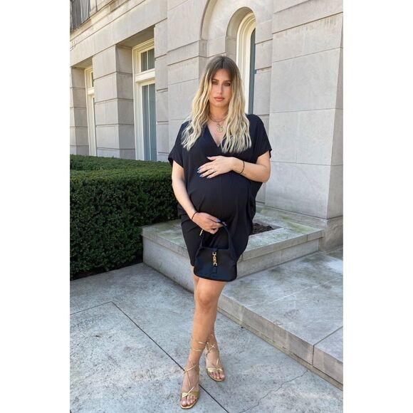 Hatch The Slouch Dress one size maternity’s black - Picture 1 of 12
